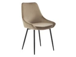 Lot De 6 Chaises - Velours Et Métal Noir - Taupe - MASURIE -Mobilia Boutique chaise 381239