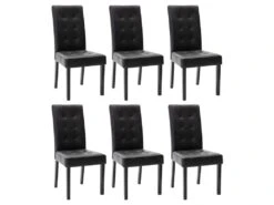 Lot De 6 Chaises VILLOSA - Simili Noir & Pieds Bois Noir -Mobilia Boutique chaise 385529