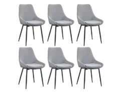Lot De 6 Chaises MASURIE - Tissu - Gris -Mobilia Boutique chaise 385911