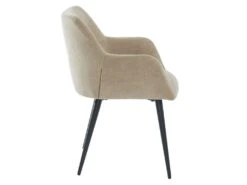 Lot De 2 Chaises - Avec Accoudoirs - Tissu Et Métal - Beige - HEKA -Mobilia Boutique chaise 389601