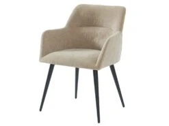 Lot De 2 Chaises - Avec Accoudoirs - Tissu Et Métal - Beige - HEKA -Mobilia Boutique chaise 389605