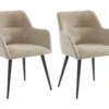 Lot De 2 Chaises - Avec Accoudoirs - Tissu Et Métal - Beige - HEKA -Mobilia Boutique chaise 389609