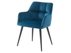 Lot De 2 Chaises Avec Accoudoirs - Velours Et Métal - Bleu - PEGA De Pascal MORABITO -Mobilia Boutique chaise 389613