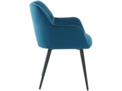 Lot De 2 Chaises Avec Accoudoirs - Velours Et Métal - Bleu - PEGA De Pascal MORABITO -Mobilia Boutique chaise 389617