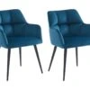 Lot De 2 Chaises Avec Accoudoirs - Velours Et Métal - Bleu - PEGA De Pascal MORABITO -Mobilia Boutique chaise 389621