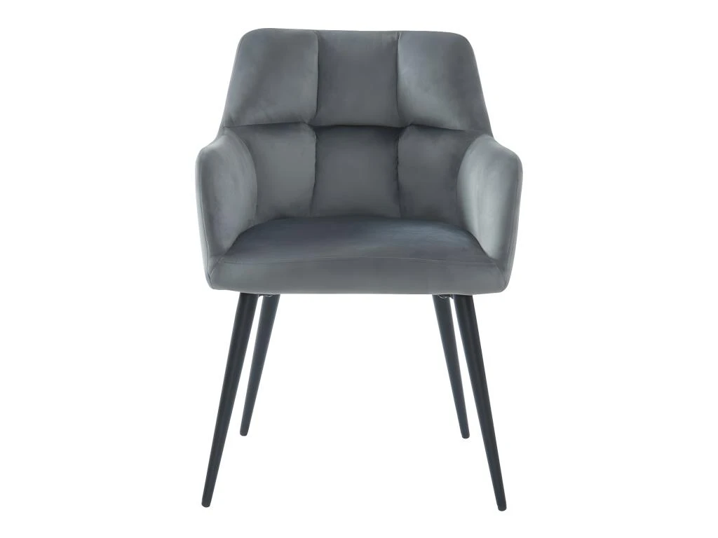 Lot De 2 Chaises Avec Accoudoirs - Velours Et Métal - Gris - PEGA De Pascal MORABITO 5 Lot De 2 Chaises Avec Accoudoirs - Velours Et Métal - Gris - PEGA De Pascal MORABITO – Image 3