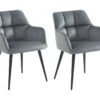 Lot De 2 Chaises Avec Accoudoirs - Velours Et Métal - Gris - PEGA De Pascal MORABITO -Mobilia Boutique chaise 389633