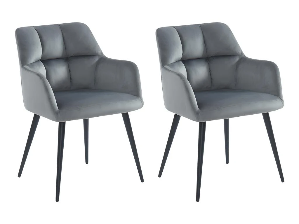 Lot De 2 Chaises Avec Accoudoirs - Velours Et Métal - Gris - PEGA De Pascal MORABITO 3 Lot De 2 Chaises Avec Accoudoirs - Velours Et Métal - Gris - PEGA De Pascal MORABITO