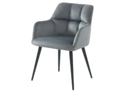 Lot De 6 Chaises Avec Accoudoirs - Velours Et Métal - Gris - PEGA -Mobilia Boutique chaise 393409