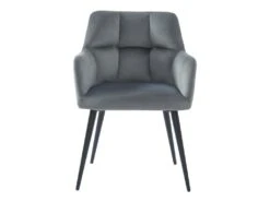 Lot De 6 Chaises Avec Accoudoirs - Velours Et Métal - Gris - PEGA -Mobilia Boutique chaise 393411