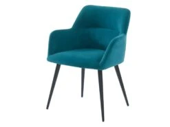 Lot De 6 Chaises - Avec Accoudoirs - Tissu Et Métal - Bleu - HEKA -Mobilia Boutique chaise 393443