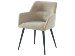 Lot De 6 Chaises - Avec Accoudoirs - Tissu Et Métal - Beige - HEKA -Mobilia Boutique chaise 393457