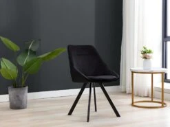 Lot De 2 Chaises VIENNA - Velours & Métal - Noir -Mobilia Boutique chaise 394635