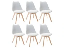 Lot De 6 Chaises JODY - Polypropylène Et Hêtre - Gris Clair -Mobilia Boutique chaise 397289