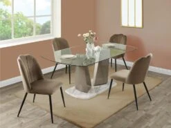 Lot De 2 Chaises ROSARIO - Effet Velours Et Métal Noir - Taupe -Mobilia Boutique chaise 397629