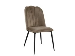 Lot De 2 Chaises ROSARIO - Effet Velours Et Métal Noir - Taupe -Mobilia Boutique chaise 397633