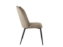 Lot De 2 Chaises ROSARIO - Effet Velours Et Métal Noir - Taupe -Mobilia Boutique chaise 397635