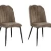 Lot De 2 Chaises ROSARIO - Effet Velours Et Métal Noir - Taupe -Mobilia Boutique chaise 397807