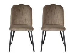 Lot De 2 Chaises ROSARIO - Effet Velours Et Métal Noir - Taupe -Mobilia Boutique chaise 397811