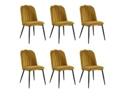 Lot De 6 Chaises ROSARIO - Effet Velours Et Métal Noir - Jaune -Mobilia Boutique chaise 397819