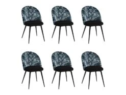 Lot De 6 Chaises PALMERA - Tissu Et Métal - Effet Velours - Motif Palmier -Mobilia Boutique chaise 398921