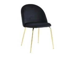 Lot De 6 Chaises - Velours Et Métal Doré - Noir - MELBOURNE -Mobilia Boutique chaise 404277