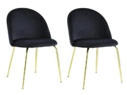 Lot De 2 Chaises - Velours Et Métal Doré - Noir - MELBOURNE -Mobilia Boutique chaise 404405