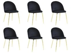 Lot De 6 Chaises - Velours Et Métal Doré - Noir - MELBOURNE -Mobilia Boutique chaise 404409