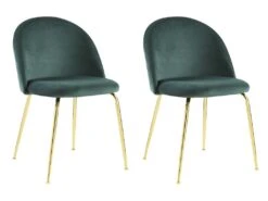 Lot De 2 Chaises - Velours Et Métal Doré - Vert - MELBOURNE -Mobilia Boutique chaise 404449