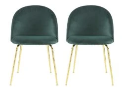 Lot De 2 Chaises - Velours Et Métal Doré - Vert - MELBOURNE -Mobilia Boutique chaise 404451