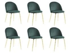 Lot De 6 Chaises - Velours Et Métal Doré - Vert - MELBOURNE -Mobilia Boutique chaise 404473
