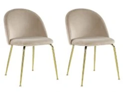 Lot De 2 Chaises - Velours Et Métal Doré - Beige - MELBOURNE -Mobilia Boutique chaise 404477