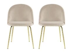 Lot De 2 Chaises - Velours Et Métal Doré - Beige - MELBOURNE -Mobilia Boutique chaise 404479