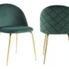 Lot De 2 Chaises - Velours Et Métal Doré - Vert - MELBOURNE -Mobilia Boutique chaise 406359