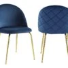 Lot De 2 Chaises - Velours Et Métal Doré - Bleu - MELBOURNE -Mobilia Boutique chaise 406361