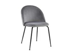 Lot De 2 Chaises - Velours Et Métal Noir Mat - Gris - MELBOURNE -Mobilia Boutique chaise 406623