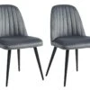 Lot De 2 Chaises ELEANA - Velours & Métal Noir - Gris -Mobilia Boutique chaise 406863