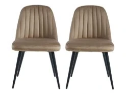 Lot De 2 Chaises ELEANA - Velours & Métal Noir - Beige -Mobilia Boutique chaise 406873