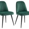 Lot De 2 Chaises ELEANA - Velours & Métal Noir - Vert -Mobilia Boutique chaise 406905