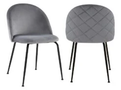 Lot De 6 Chaises - Velours Et Métal Noir Mat - Gris - MELBOURNE -Mobilia Boutique chaise 407383