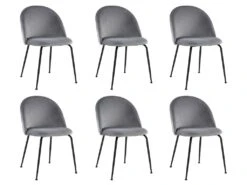 Lot De 6 Chaises - Velours Et Métal Noir Mat - Gris - MELBOURNE -Mobilia Boutique chaise 407385
