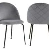 Lot De 2 Chaises - Velours Et Métal Noir Mat - Gris - MELBOURNE -Mobilia Boutique chaise 407389