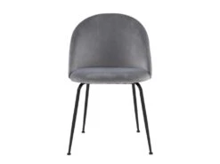 Lot De 2 Chaises - Velours Et Métal Noir Mat - Gris - MELBOURNE -Mobilia Boutique chaise 407397