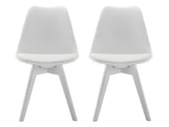Lot De 2 Chaises JODY - Polypropylène Et Hêtre - Blanc Pieds Blanc -Mobilia Boutique chaise 415029