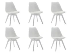 Lot De 6 Chaises JODY - Polypropylène Et Hêtre - Blanc Et Pieds Blanc -Mobilia Boutique chaise 415051