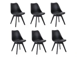 Lot De 6 Chaises JODY - Polypropylène Et Hêtre - Noir Et Pieds Noir -Mobilia Boutique chaise 419693