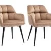 Lot De 2 Chaises Avec Accoudoirs - Velours Et Métal - Beige - PEGA De Pascal MORABITO -Mobilia Boutique chaise 422061