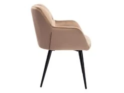 Lot De 6 Chaises Avec Accoudoirs - Velours Et Métal - Beige - PEGA -Mobilia Boutique chaise 422067