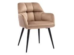 Lot De 6 Chaises Avec Accoudoirs - Velours Et Métal - Beige - PEGA -Mobilia Boutique chaise 422069