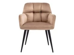 Lot De 6 Chaises Avec Accoudoirs - Velours Et Métal - Beige - PEGA -Mobilia Boutique chaise 422071